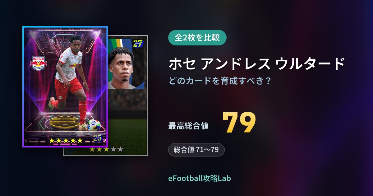 【イーフト】ホセ アンドレス ウルタードの育成カード比較（全2枚）