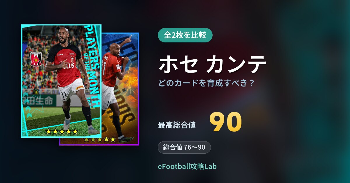 【イーフト】ホセ カンテはどのカードを育成すべき？全2枚を比較