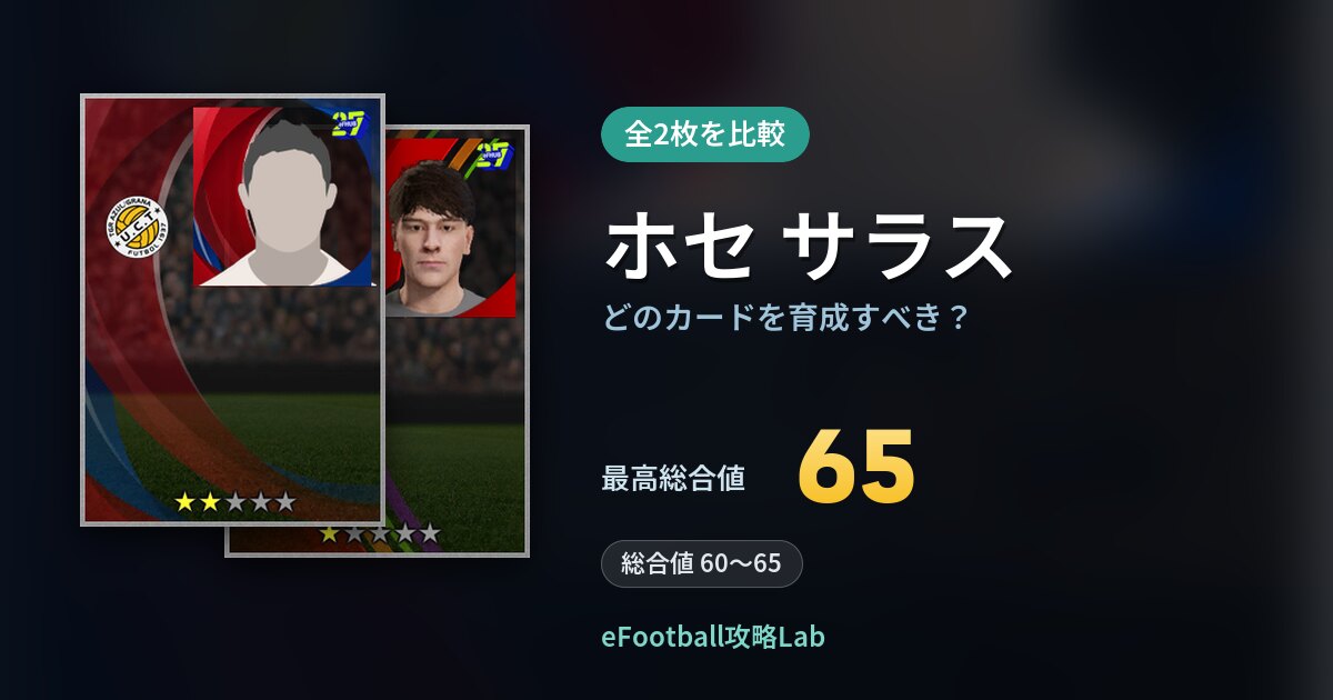 【イーフト】ホセ サラスはどのカードを育成すべき?全2枚を比較