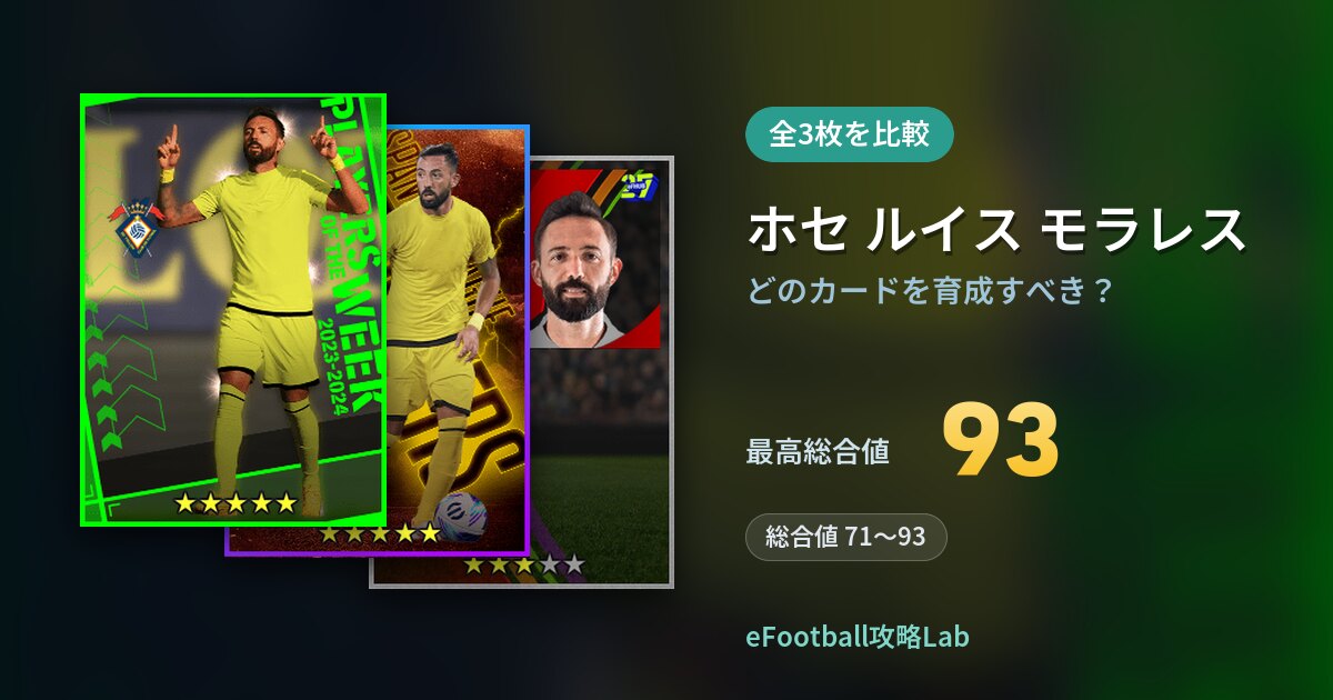 【イーフト】ホセ ルイス モラレスはどのカードを育成すべき？全3枚を比較