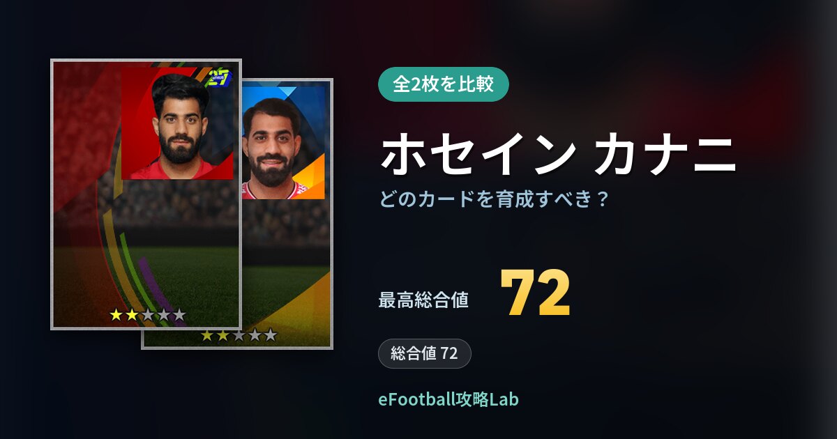 【イーフト】ホセイン カナニはどのカードを育成すべき?全2枚を比較