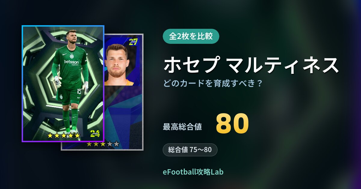 【イーフト】ホセプ マルティネスはどのカードを育成すべき?全2枚を比較