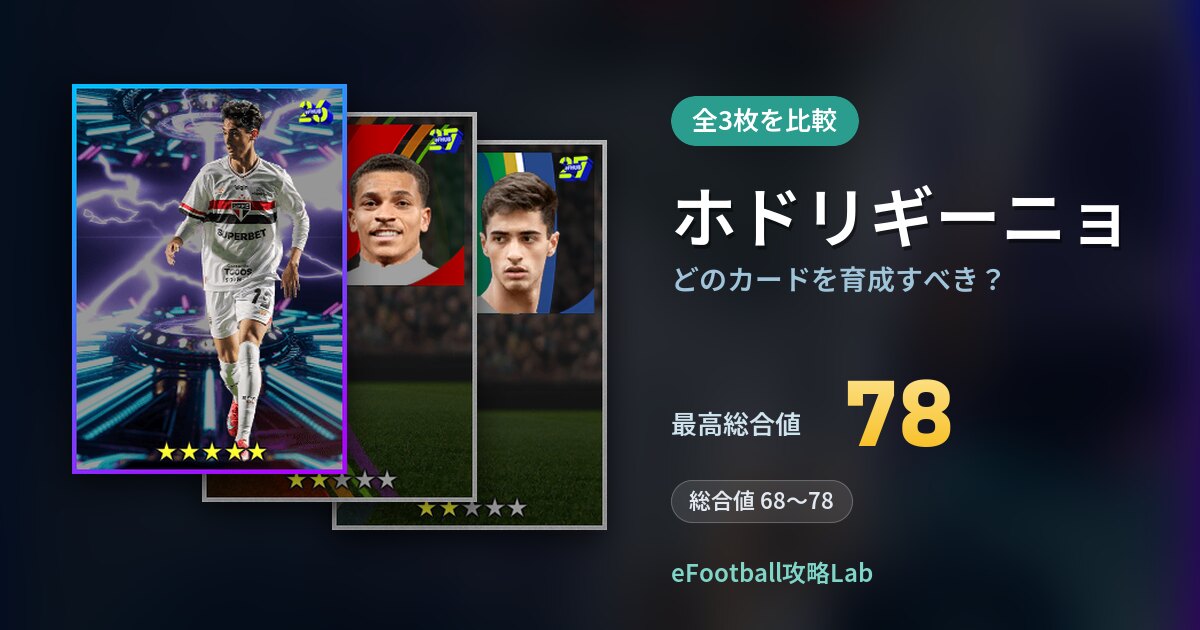 【イーフト】ホドリギーニョはどのカードを育成すべき？全3枚を比較