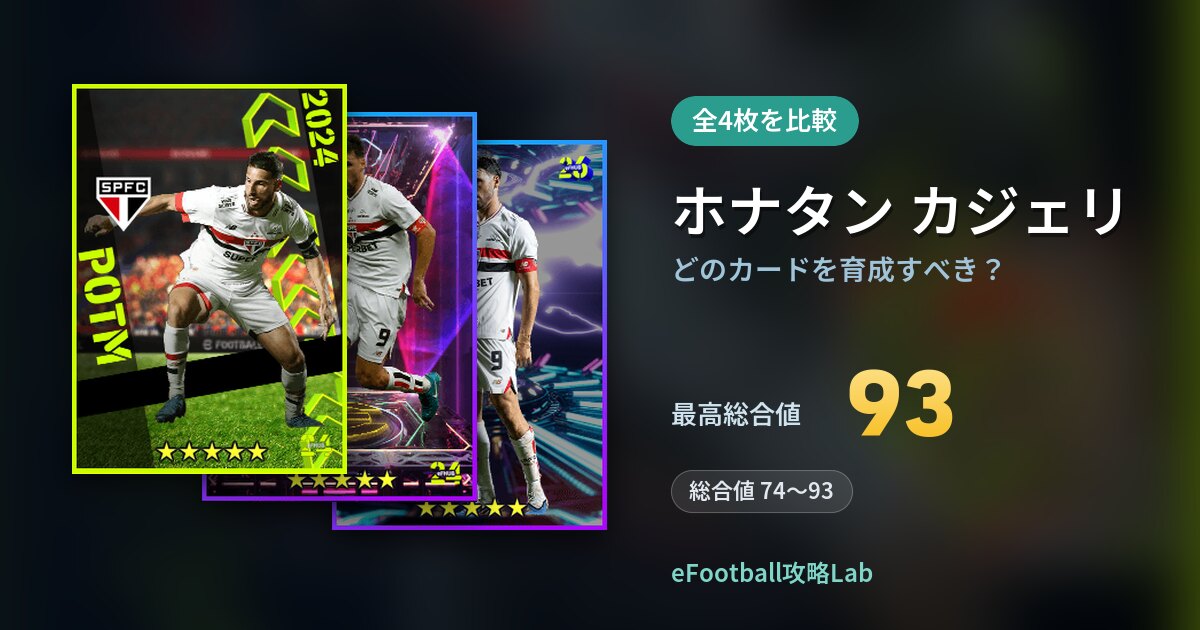 【イーフト】ホナタン カジェリはどのカードを育成すべき？全4枚を比較