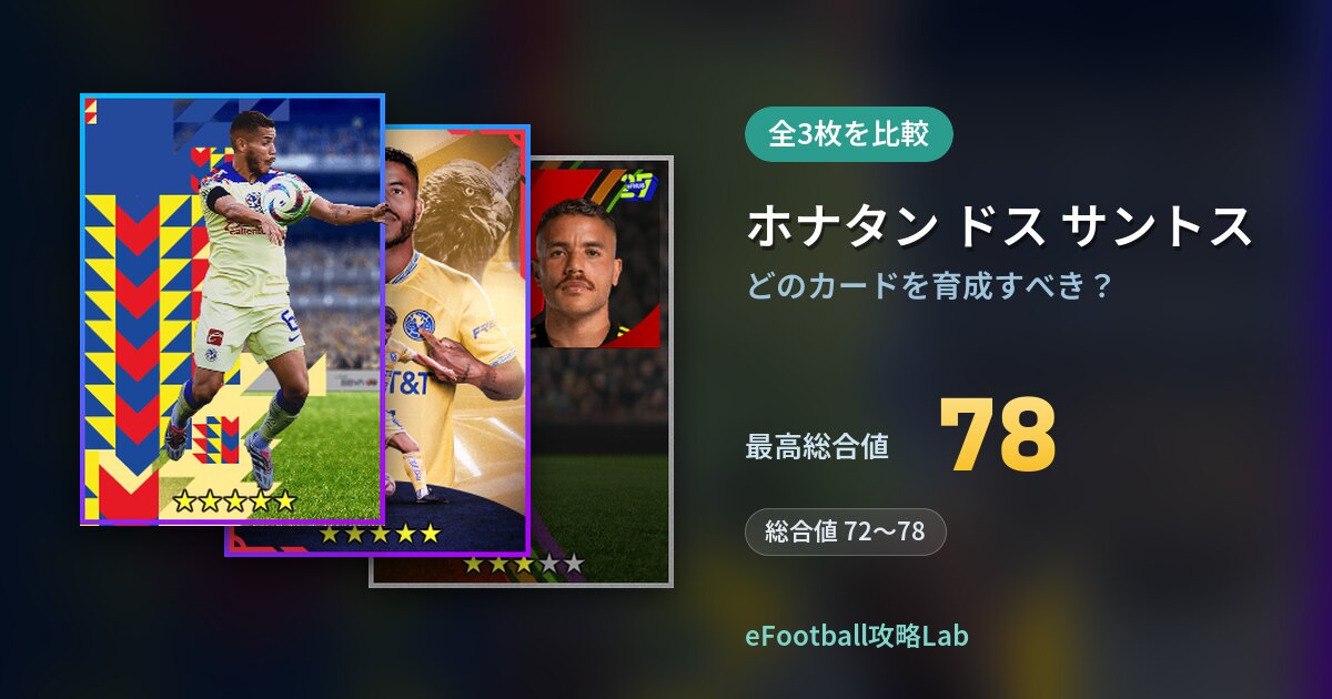 【イーフト】ホナタン ドス サントスはどのカードを育成すべき？全3枚を比較