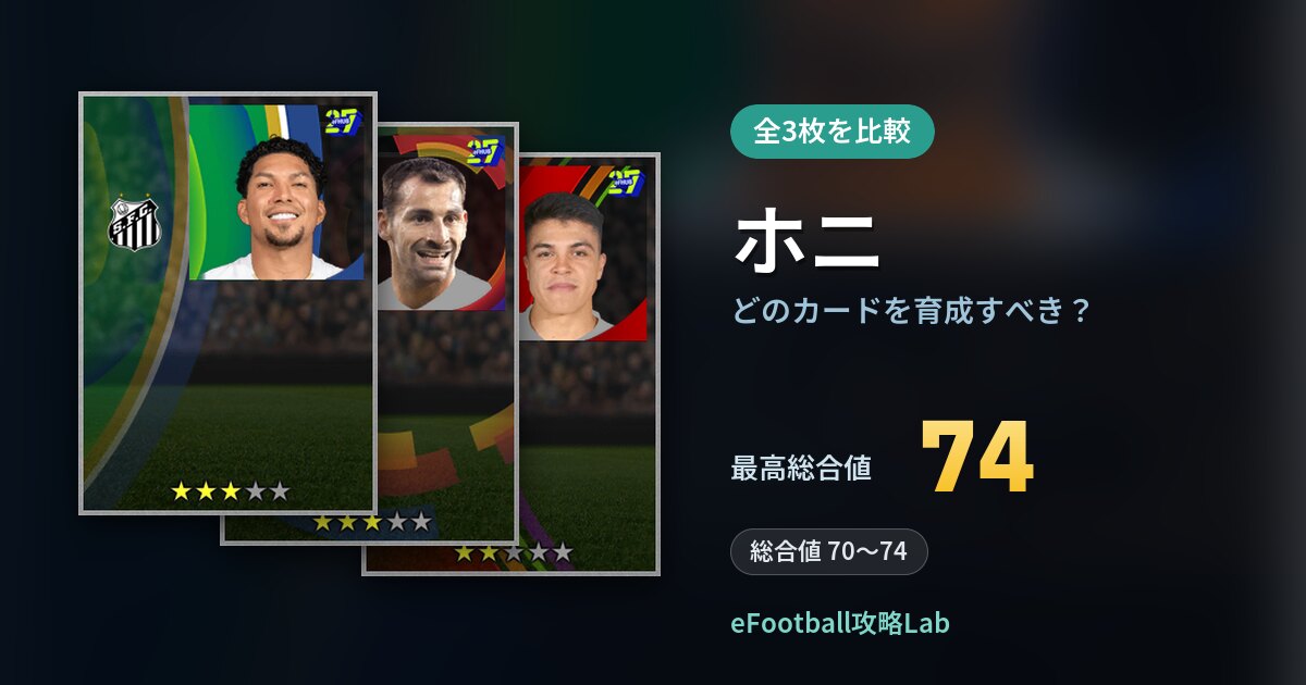 【イーフト】ホニはどのカードを育成すべき？全3枚を比較