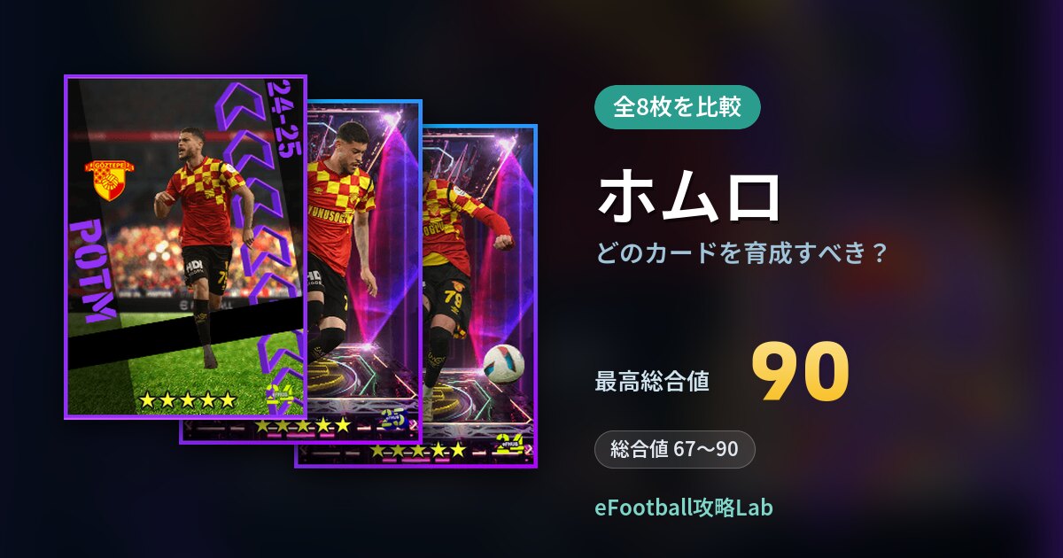 【イーフト】ホムロはどのカードを育成すべき？全8枚を比較