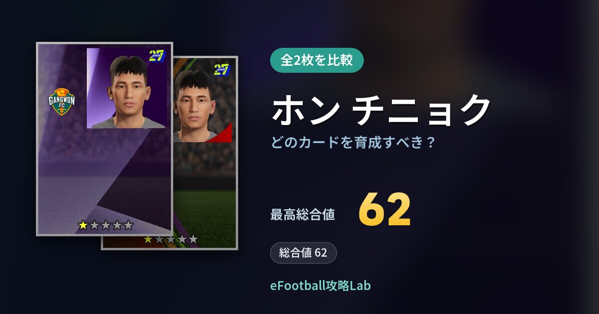 【イーフト】ホン チニョクはどのカードを育成すべき？全2枚を比較