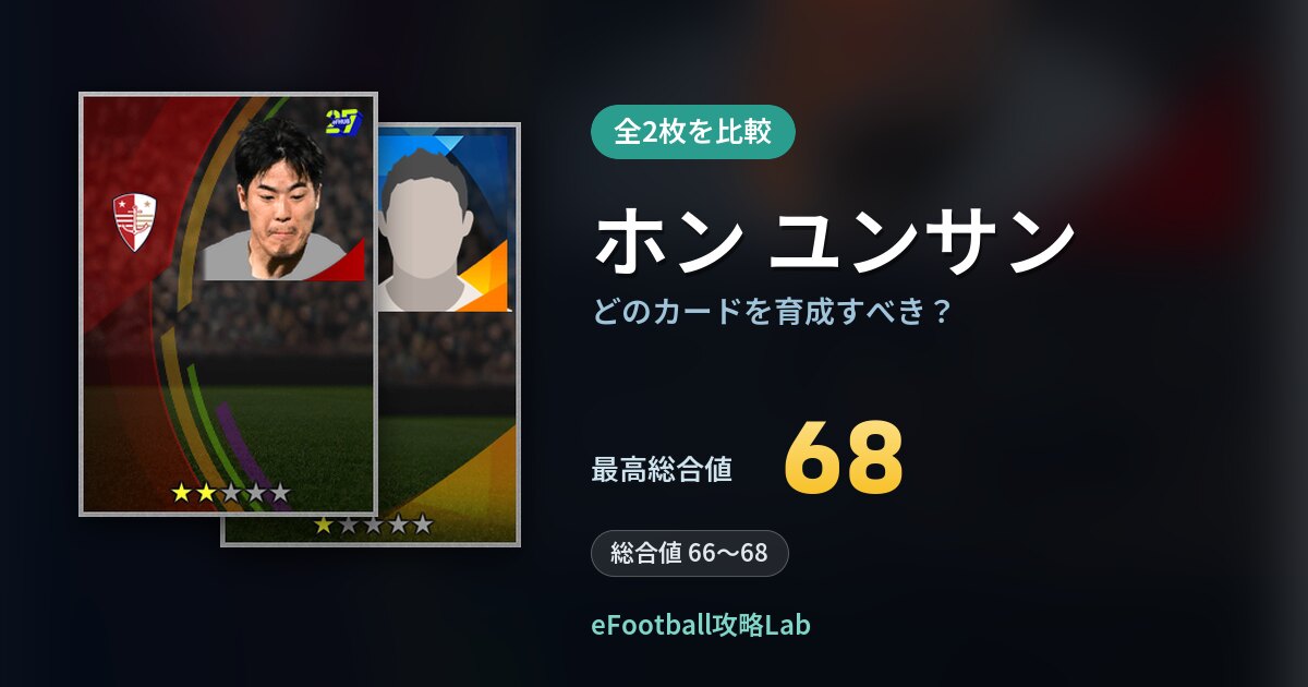【イーフト】ホン ユンサンはどのカードを育成すべき？全2枚を比較