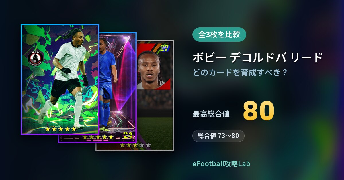【イーフト】ボビー デコルドバ リードの育成カード比較（全3枚）