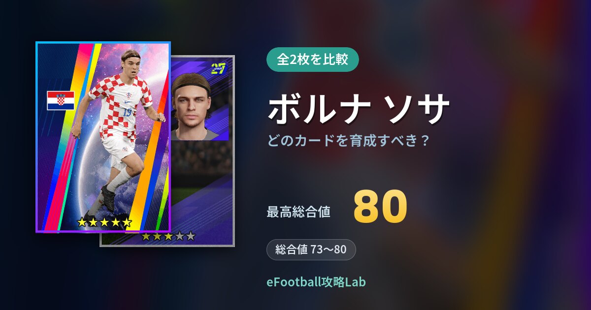 【イーフト】ボルナ ソサはどのカードを育成すべき？全2枚を比較