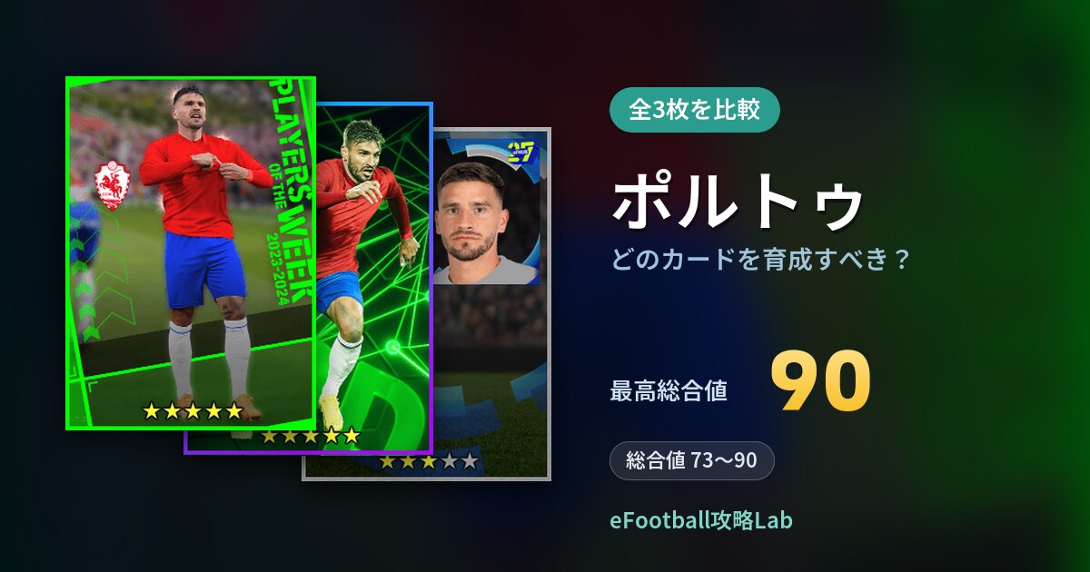 【イーフト】ポルトゥはどのカードを育成すべき？全3枚を比較
