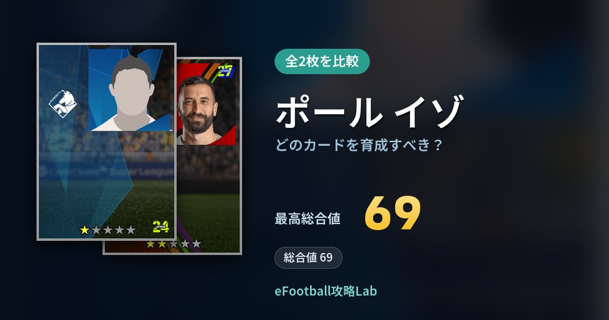 【イーフト】ポール イゾはどのカードを育成すべき？全2枚を比較