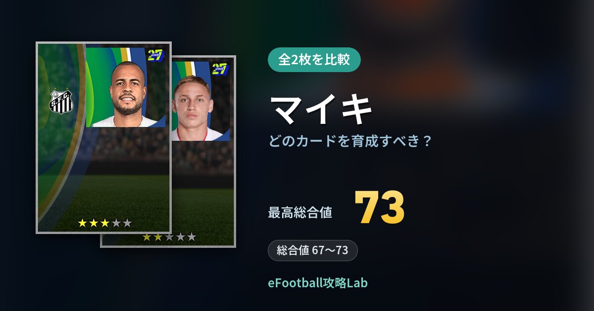 【イーフト】マイキはどのカードを育成すべき？全2枚を比較