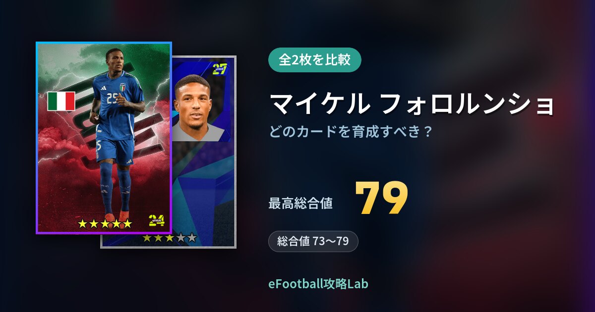 【イーフト】マイケル フォロルンショはどのカードを育成すべき？全2枚を比較
