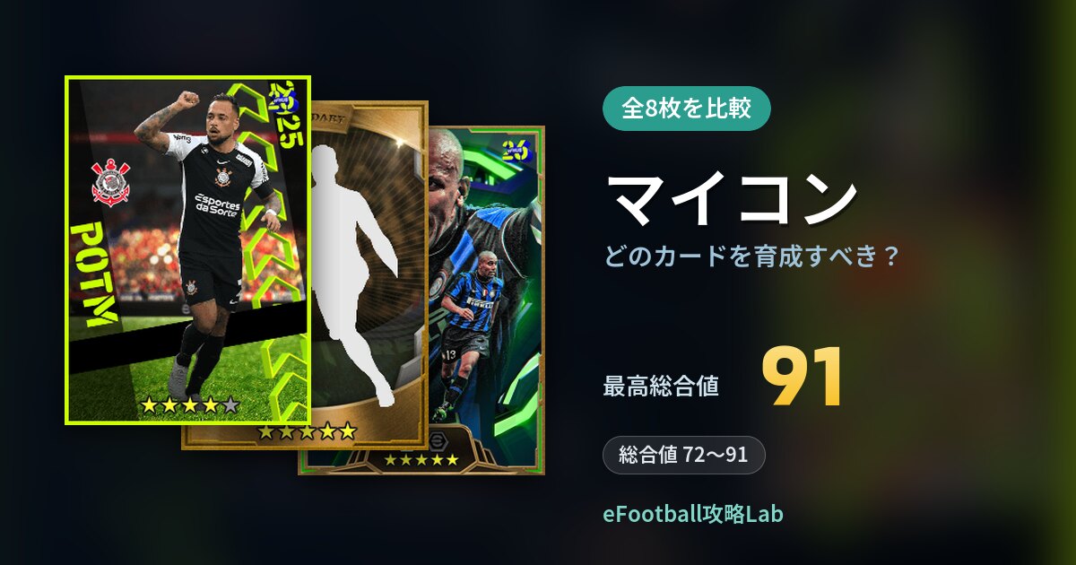 【イーフト】マイコンはどのカードを育成すべき？全8枚を比較