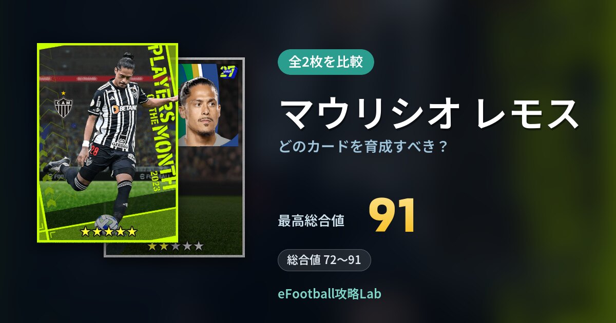 【イーフト】マウリシオ レモスはどのカードを育成すべき？全2枚を比較