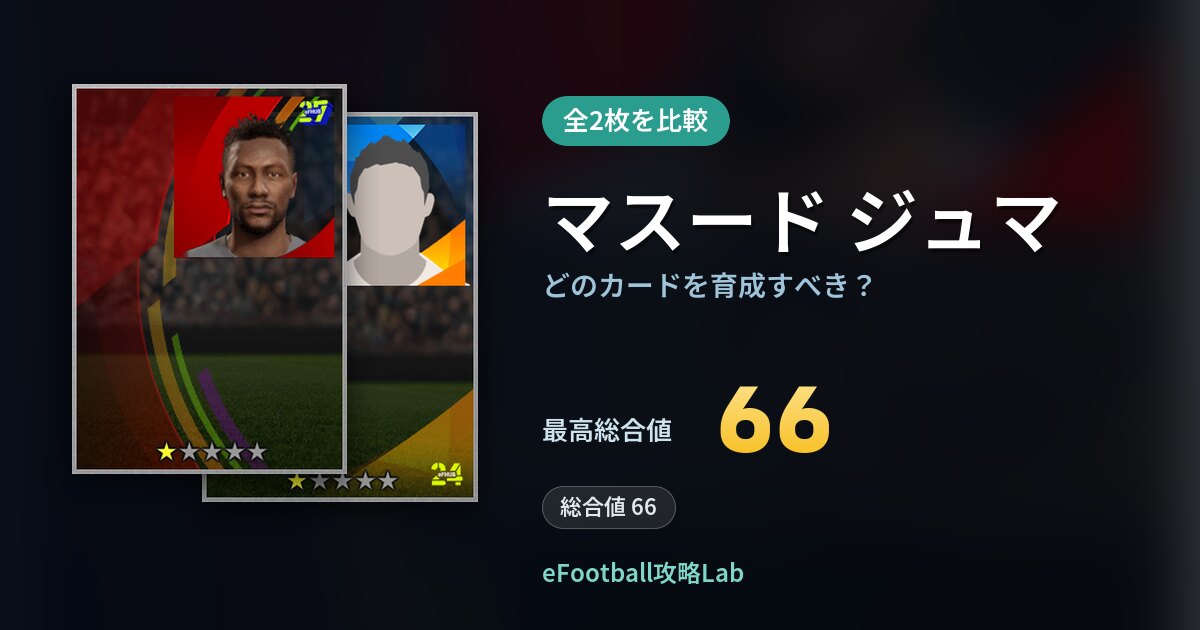 【イーフト】マスード ジュマはどのカードを育成すべき？全2枚を比較
