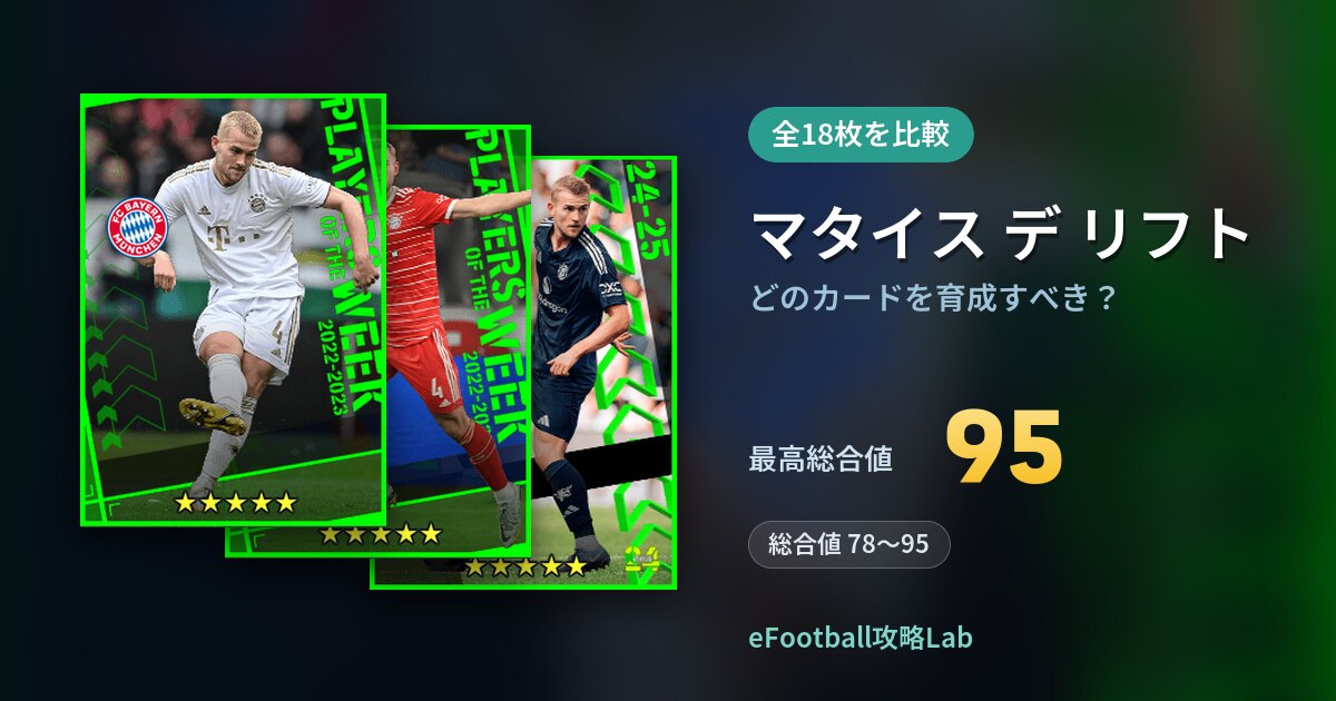 【イーフト】マタイス デ リフトはどのカードを育成すべき？全18枚を比較