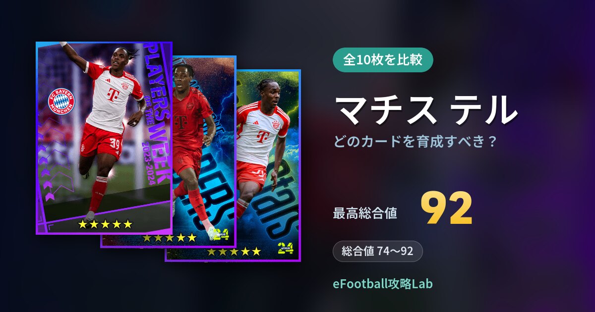 【イーフト】マチス テルはどのカードを育成すべき？全10枚を比較