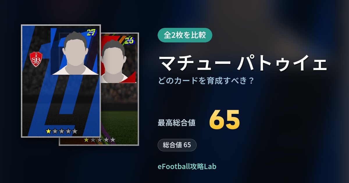 【イーフト】マチュー パトゥイェはどのカードを育成すべき？全2枚を比較
