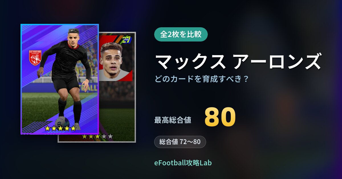 【イーフト】マックス アーロンズはどのカードを育成すべき？全2枚を比較