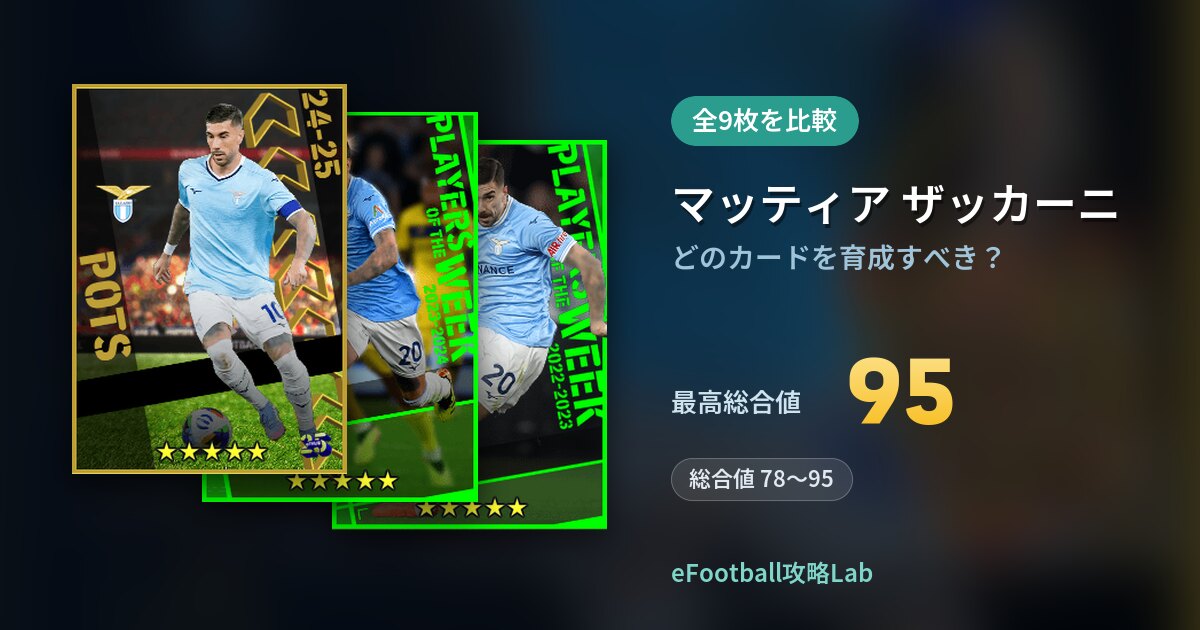 【イーフト】マッティア ザッカーニはどのカードを育成すべき？全9枚を比較