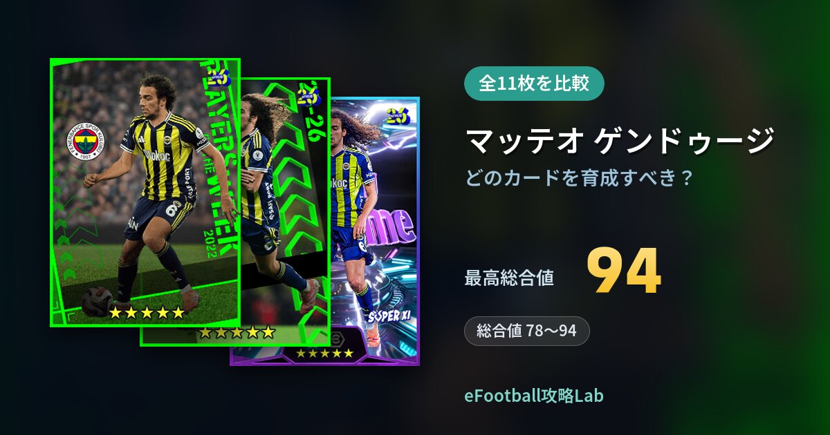 【イーフト】マッテオ ゲンドゥージはどのカードを育成すべき？全11枚を比較