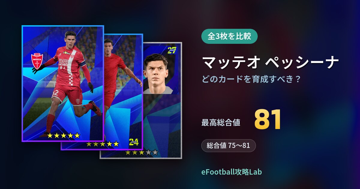 【イーフト】マッテオ ペッシーナはどのカードを育成すべき？全3枚を比較