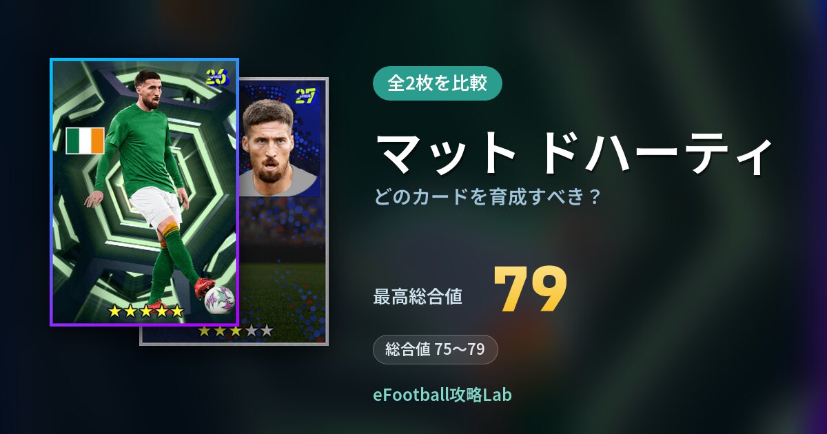 【イーフト】マット ドハーティはどのカードを育成すべき？全2枚を比較