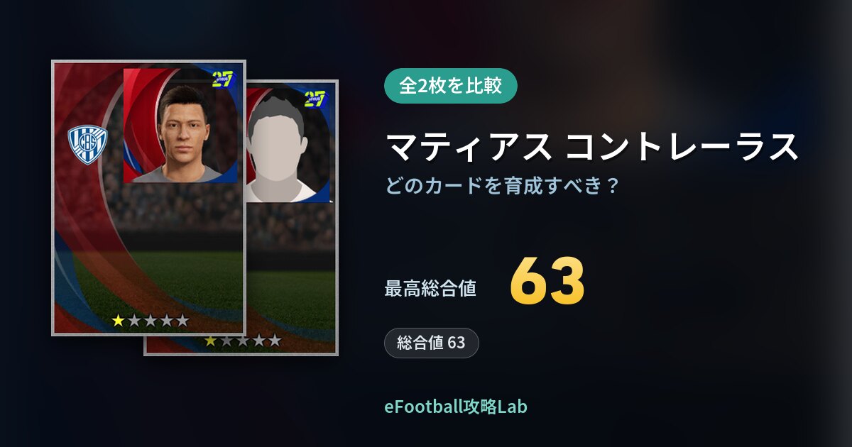 【イーフト】マティアス コントレーラスの育成カード比較（全2枚）