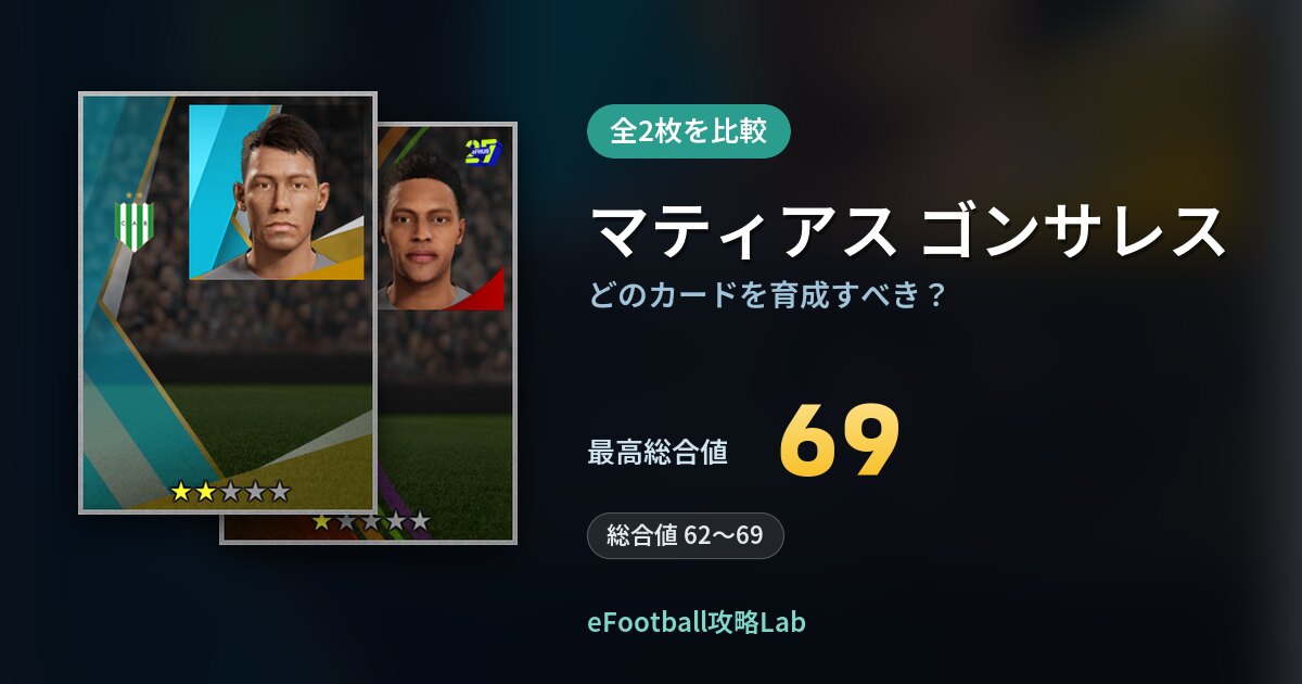 【イーフト】マティアス ゴンサレスはどのカードを育成すべき？全2枚を比較