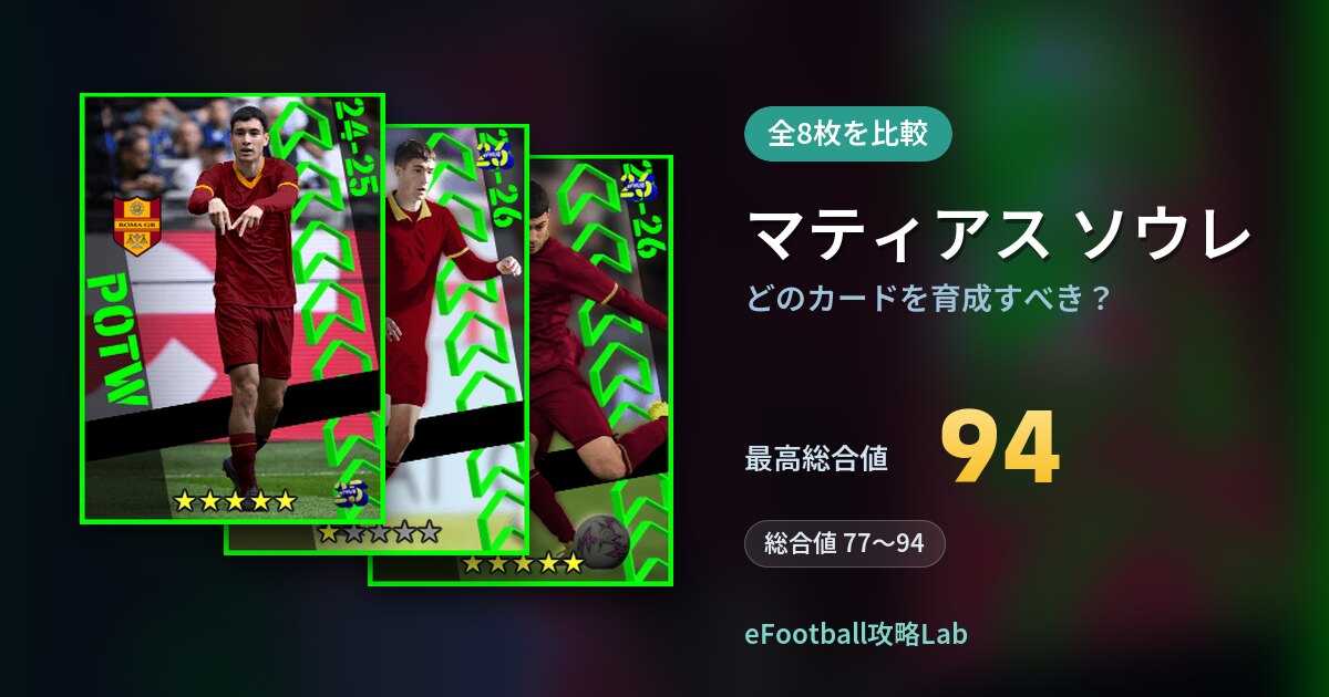 【イーフト】マティアス ソウレはどのカードを育成すべき？全8枚を比較