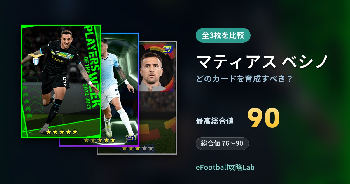 【イーフト】マティアス ベシノはどのカードを育成すべき？全3枚を比較