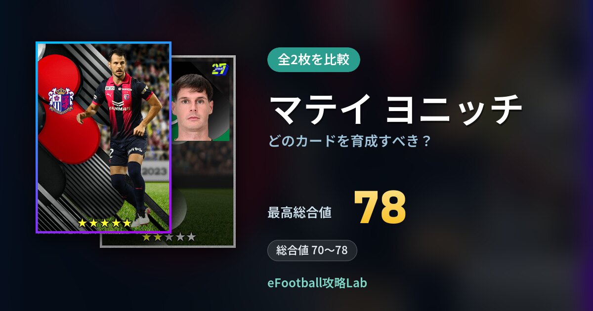 【イーフト】マテイ ヨニッチはどのカードを育成すべき？全2枚を比較