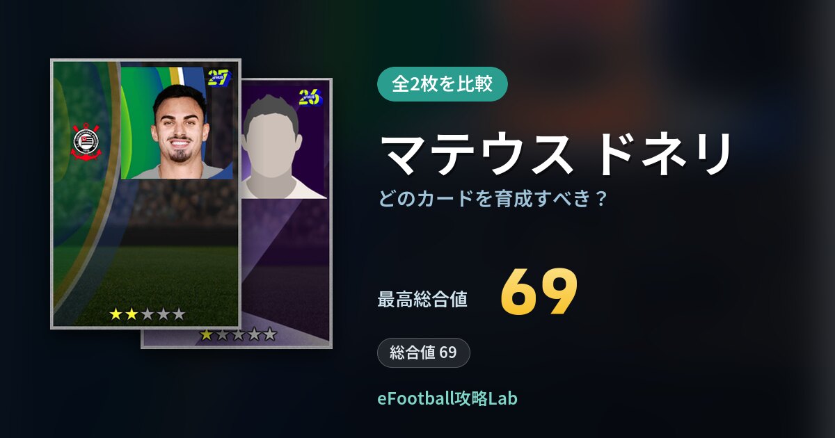 【イーフト】マテウス ドネリはどのカードを育成すべき？全2枚を比較