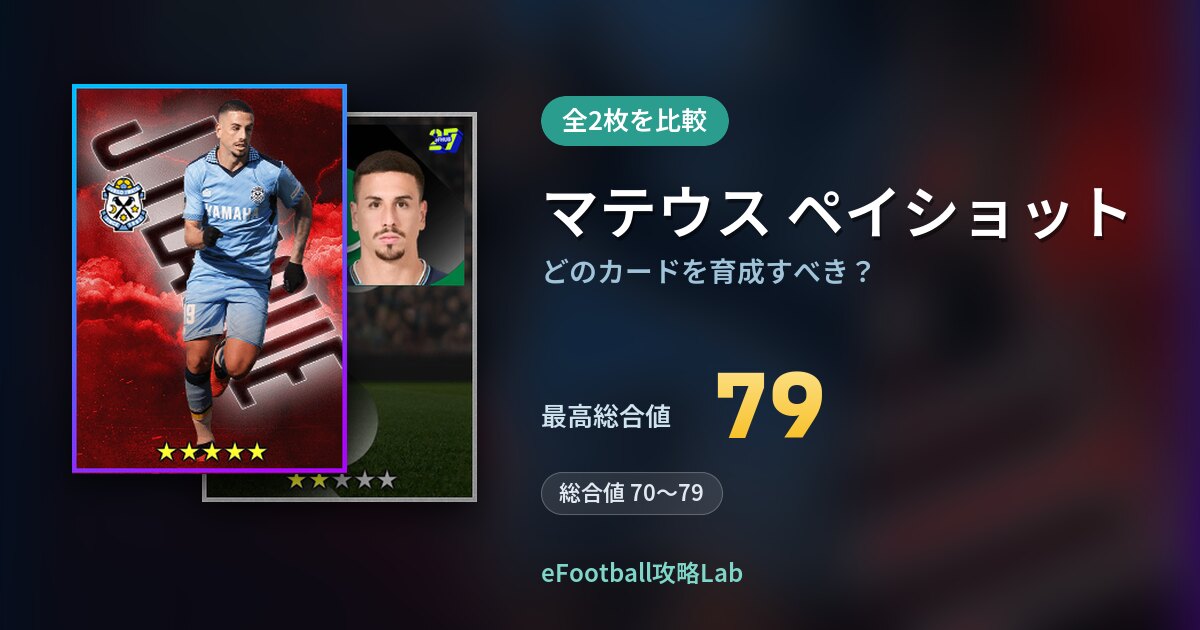 【イーフト】マテウス ペイショットはどのカードを育成すべき？全2枚を比較