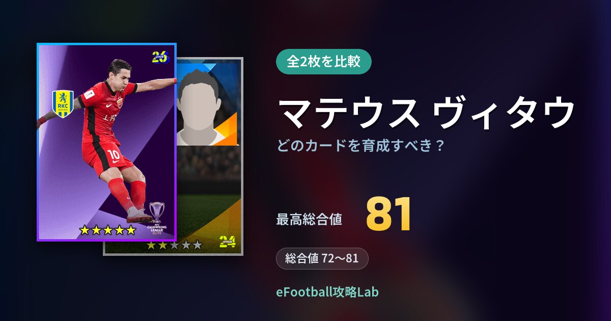 【イーフト】マテウス ヴィタウはどのカードを育成すべき？全2枚を比較