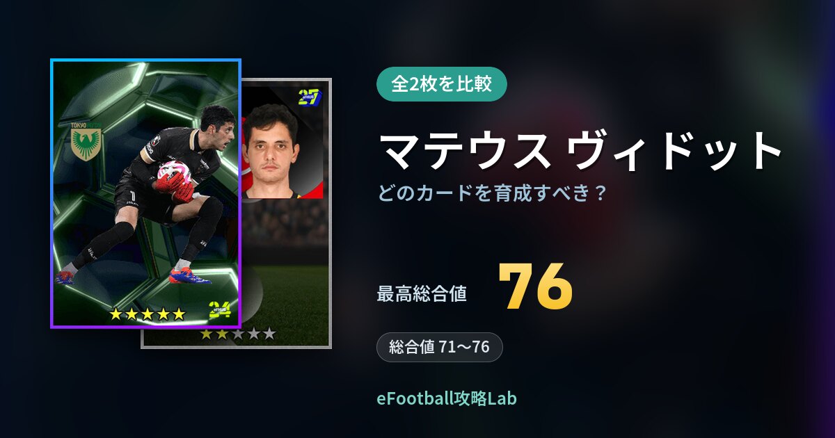 【イーフト】マテウス ヴィドットはどのカードを育成すべき?全2枚を比較