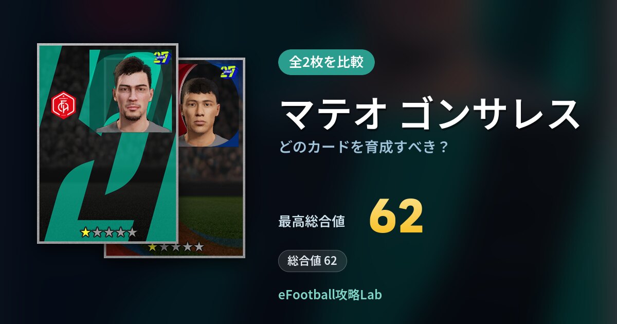 【イーフト】マテオ ゴンサレスはどのカードを育成すべき？全2枚を比較