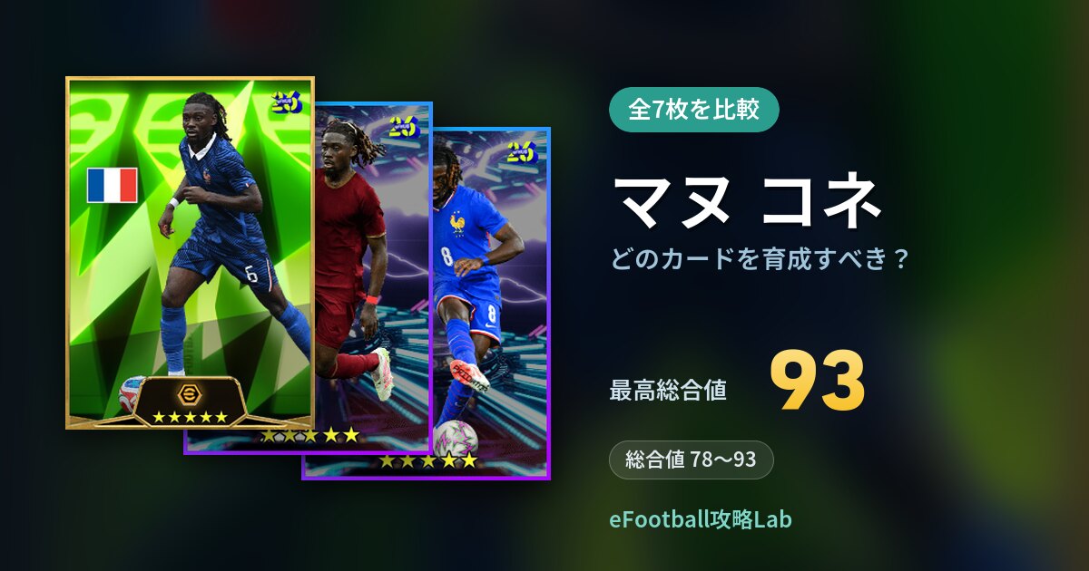 【イーフト】マヌ コネはどのカードを育成すべき？全7枚を比較