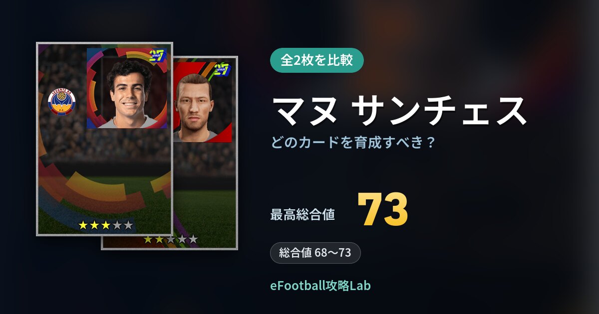 【イーフト】マヌ サンチェスはどのカードを育成すべき？全2枚を比較