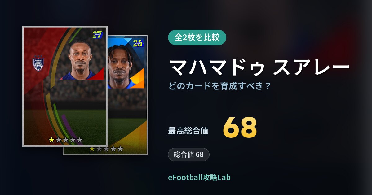 【イーフト】マハマドゥ スアレーはどのカードを育成すべき？全2枚を比較