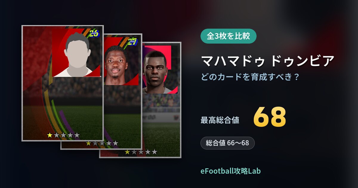 【イーフト】マハマドゥ ドゥンビアはどのカードを育成すべき？全3枚を比較