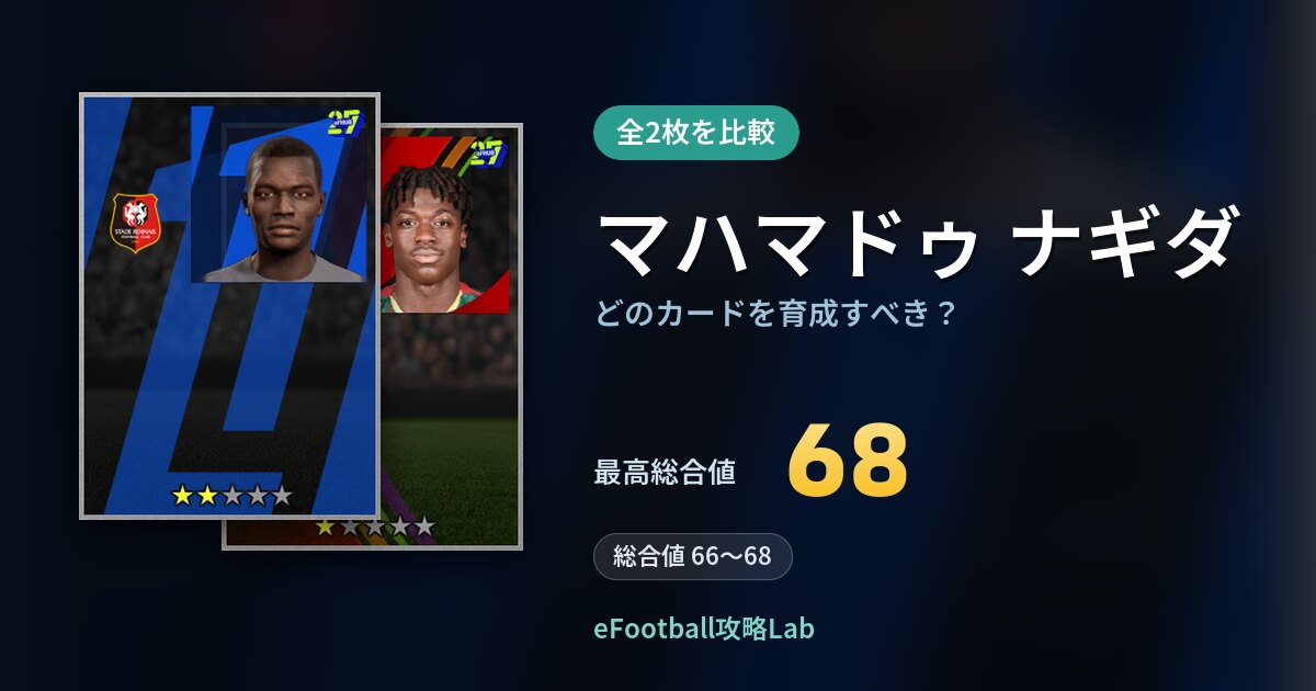【イーフト】マハマドゥ ナギダはどのカードを育成すべき？全2枚を比較