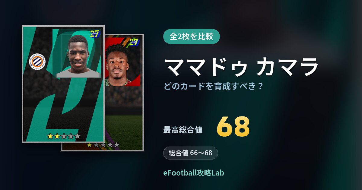 【イーフト】ママドゥ カマラはどのカードを育成すべき？全2枚を比較