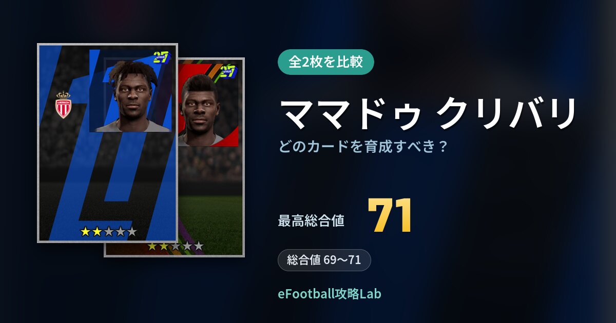 【イーフト】ママドゥ クリバリはどのカードを育成すべき？全2枚を比較