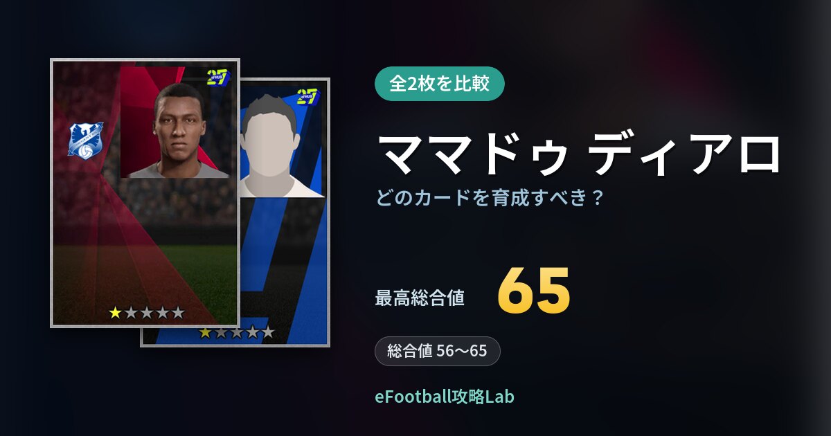 【イーフト】ママドゥ ディアロはどのカードを育成すべき？全2枚を比較
