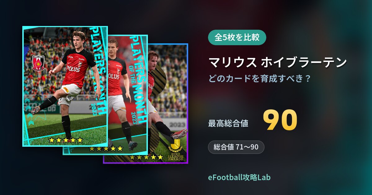 【イーフト】マリウス ホイブラーテンはどのカードを育成すべき？全5枚を比較