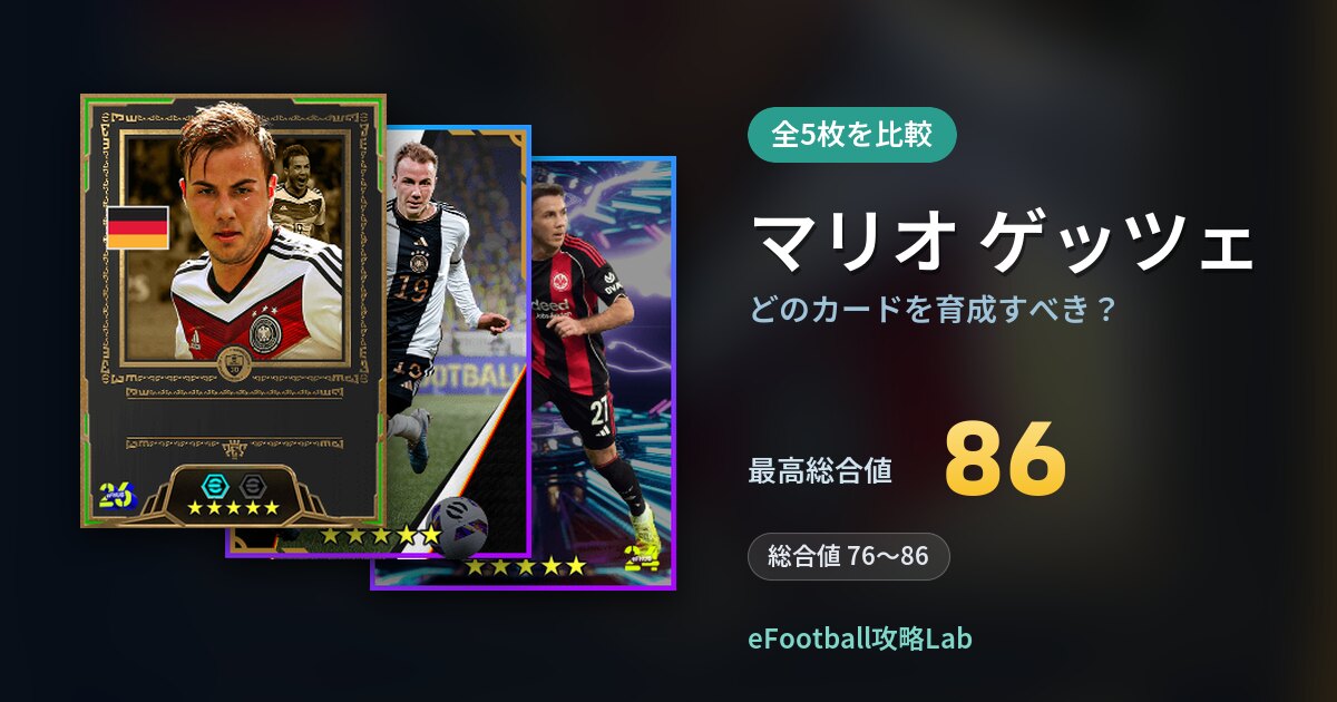 【イーフト】マリオ ゲッツェはどのカードを育成すべき？全5枚を比較